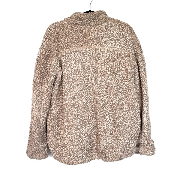 Thread & Supply Pink and Gray Faux Sherpa Quarter Zip Pullover - Picture 2 of 6